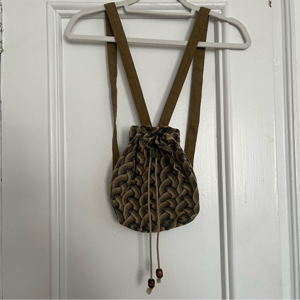 Vintage woven drawstring backpack patterned - image 2